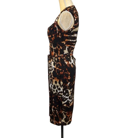 Cache Dress Body Con Animal Print Dress Belted Size 8 New With Tag - Picture 4 of 10